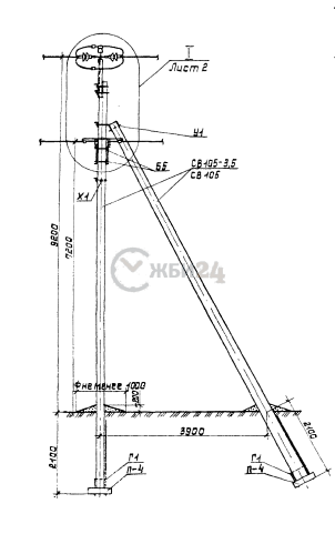 Анкерная (концевая) опора А10/0.38, серия 3.407.1–143 выпуск 1 от ССК г.Самара