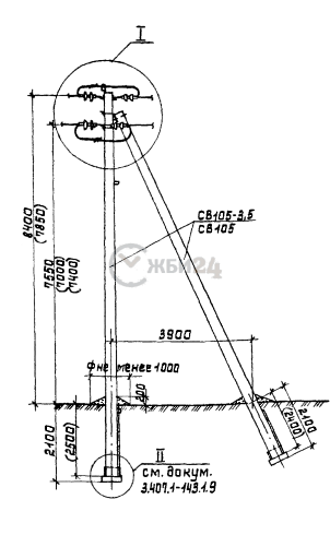 Анкерная (концевая) опора А10–1, серия 3.407.1–143 выпуск 1 от ССК г.Самара