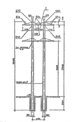 Промежуточная специальная бетонная опора ПСБ35–1В, серия 3.407.1–163 выпуск 1
