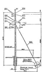 Промежуточно-угловая бетонная опора ПУБ35–1В, серия 3.407.1–163 выпуск 1