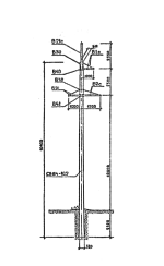Промежуточная бетонная опора на конце тросового участка ПБ35–1Вкт, серия 3.407.1–163 выпуск 1