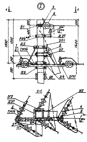 Угловая анкерная опора УА10–3, серия 3.407.1–143 выпуск 3